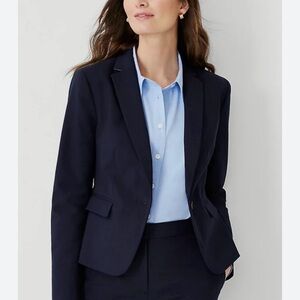 Ann Taylor Classic Navy Blue Pinstripes Blazer Sz 10
